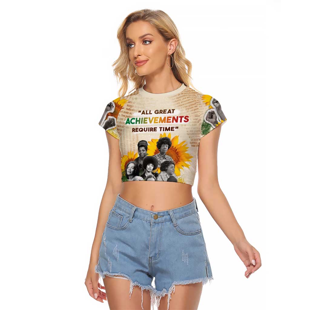 African Raglan Cropped T Shirt Civil Rights Female Leaders Sunflower