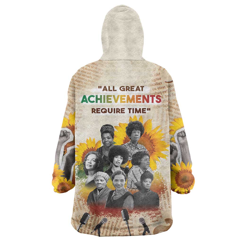 African Wearable Blanket Hoodie Civil Rights Female Leaders Sunflower