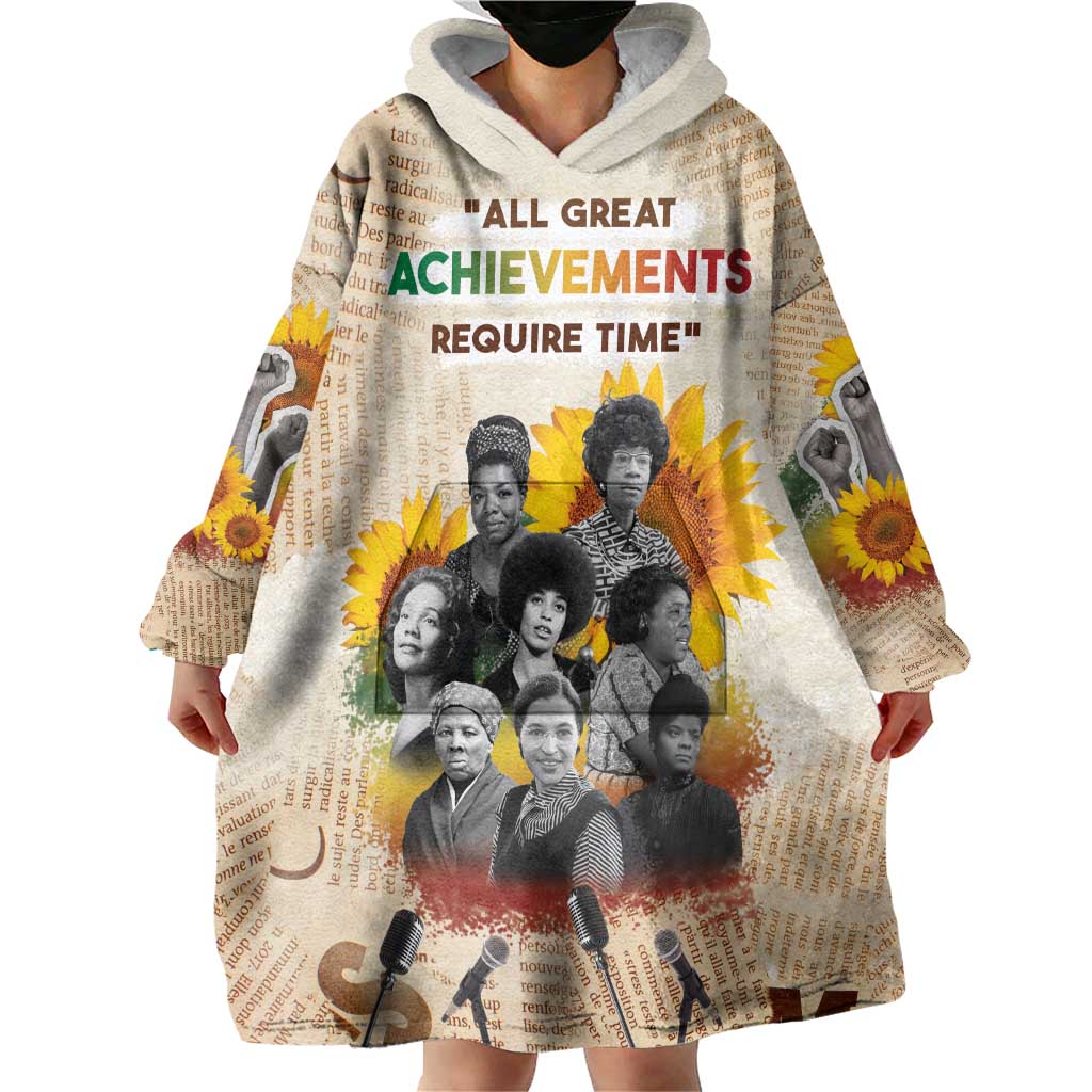 African Wearable Blanket Hoodie Civil Rights Female Leaders Sunflower