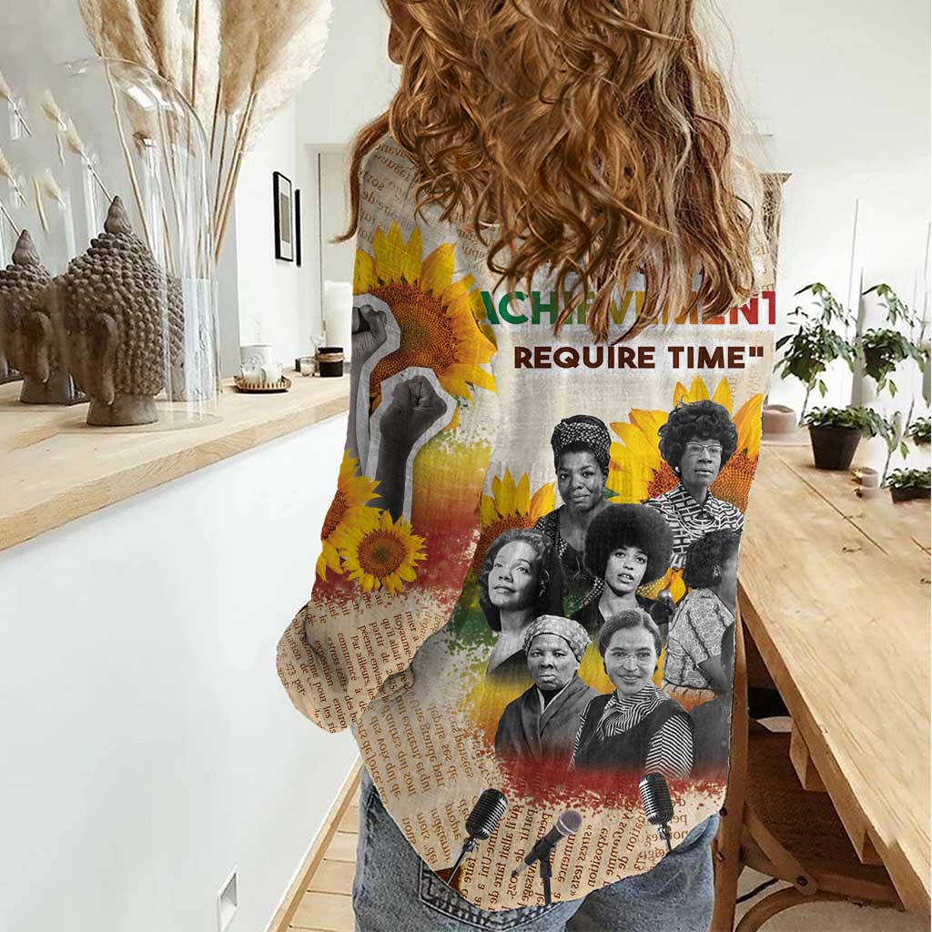 African Women Casual Shirt Civil Rights Female Leaders Sunflower