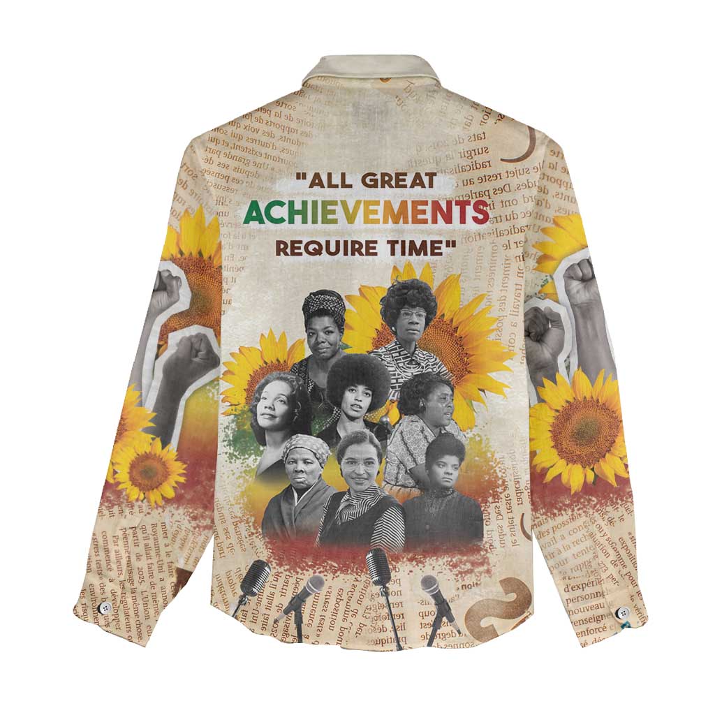African Women Casual Shirt Civil Rights Female Leaders Sunflower