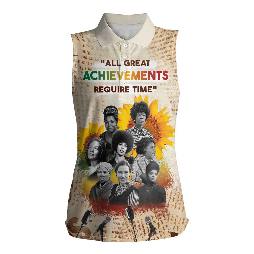 African Women Sleeveless Polo Shirt Civil Rights Female Leaders Sunflower