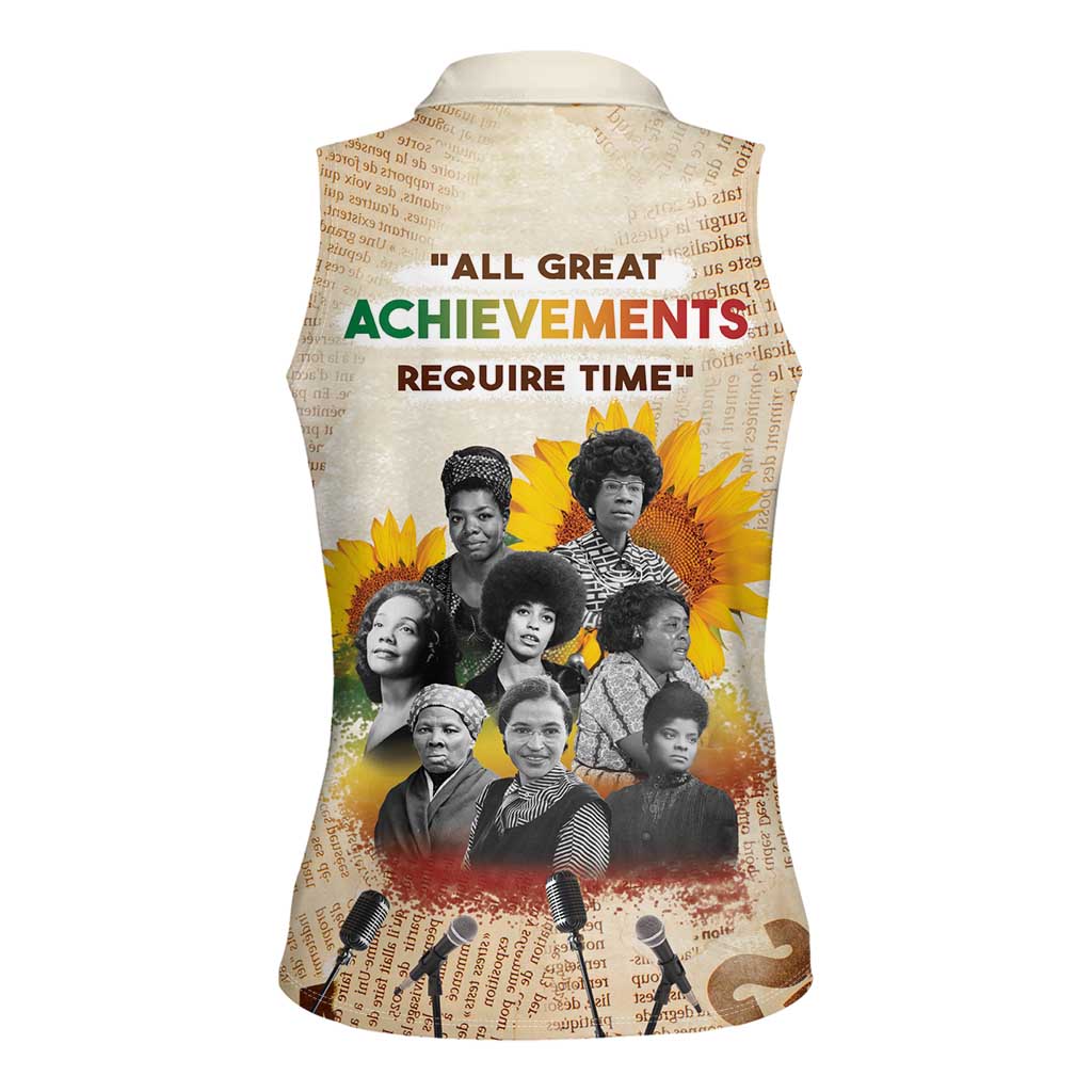 African Women Sleeveless Polo Shirt Civil Rights Female Leaders Sunflower