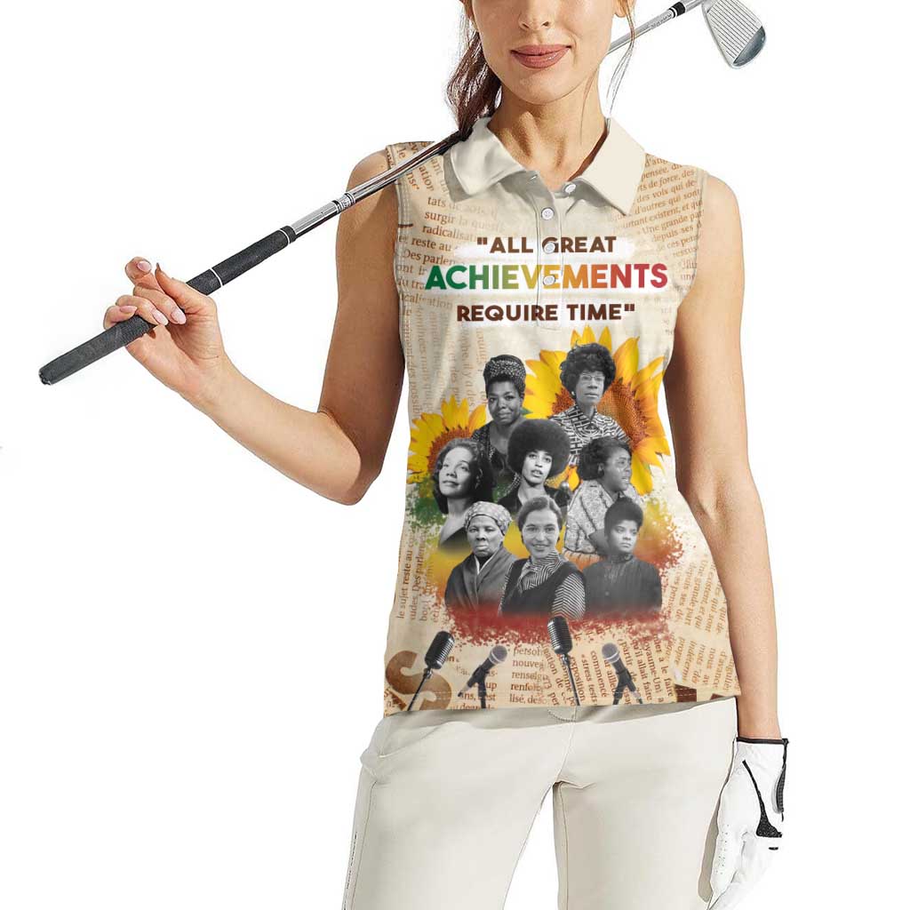 African Women Sleeveless Polo Shirt Civil Rights Female Leaders Sunflower