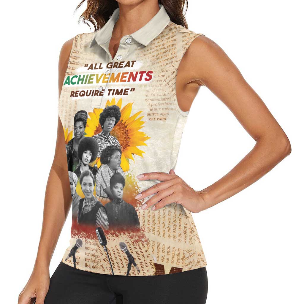 African Women Sleeveless Polo Shirt Civil Rights Female Leaders Sunflower