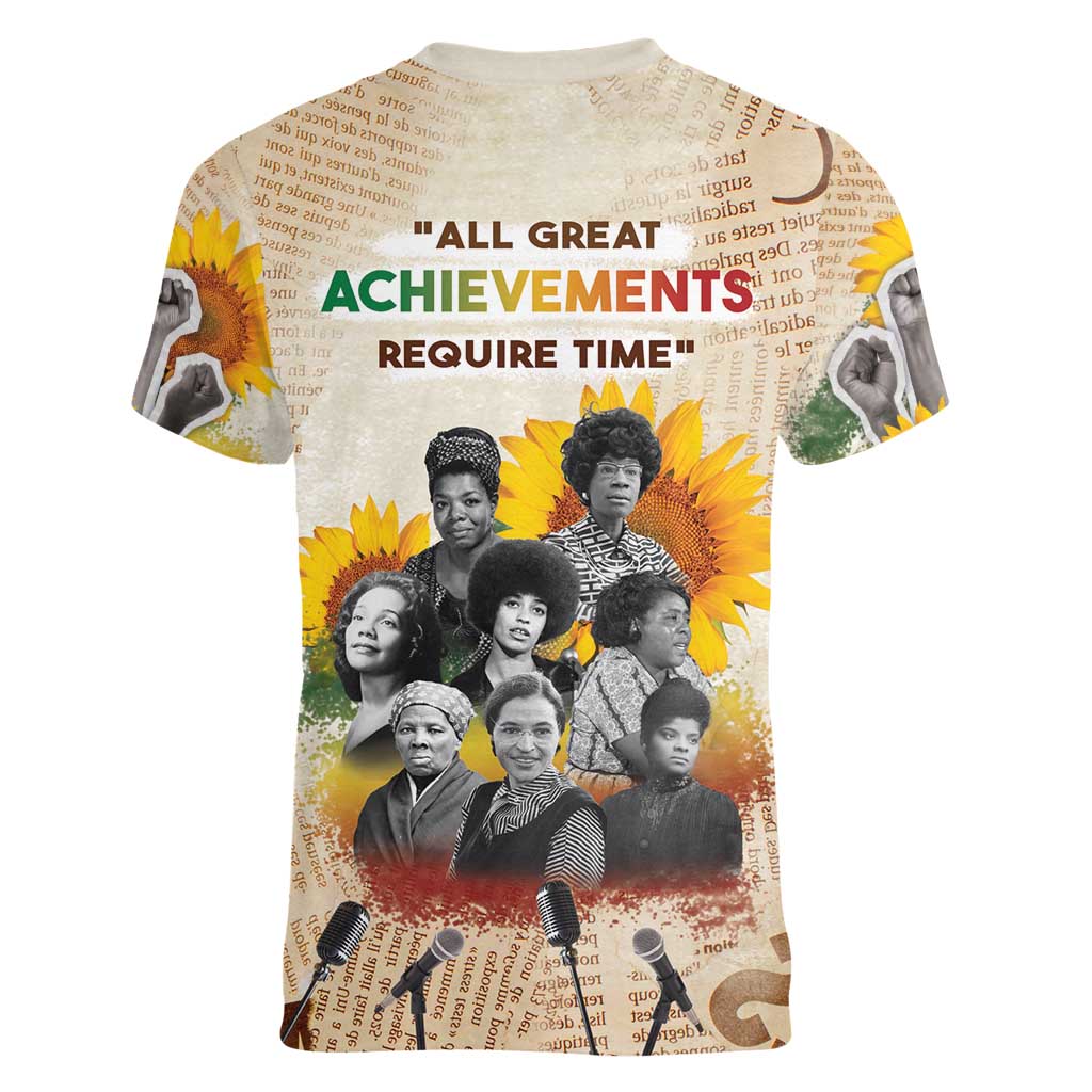 African Women V-Neck T-Shirt Civil Rights Female Leaders Sunflower