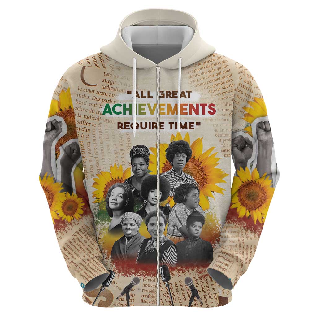 African Zip Hoodie Civil Rights Female Leaders Sunflower