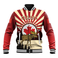 Personalized Canada Maple Leaf Baseball Jacket Moose And Forest Retro Style