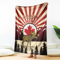 Personalized Canada Maple Leaf Blanket Moose And Forest Retro Style