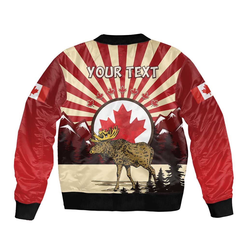Personalized Canada Maple Leaf Bomber Jacket Moose And Forest Retro Style