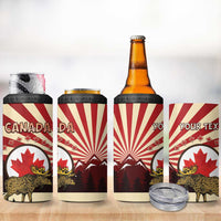 Personalized Canada Maple Leaf 4 in 1 Can Cooler Tumbler Moose And Forest Retro Style