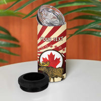 Personalized Canada Maple Leaf 4 in 1 Can Cooler Tumbler Moose And Forest Retro Style