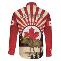 Personalized Canada Maple Leaf Family Matching Long Sleeve Bodycon Dress and Hawaiian Shirt Moose And Forest Retro Style