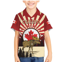 Personalized Canada Maple Leaf Family Matching Mermaid Dress and Hawaiian Shirt Moose And Forest Retro Style