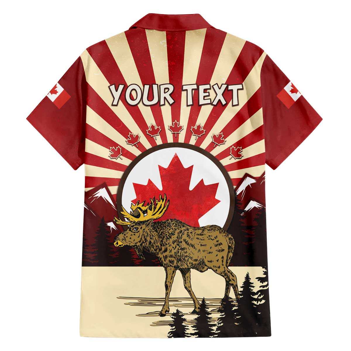 Personalized Canada Maple Leaf Family Matching Off The Shoulder Long Sleeve Dress and Hawaiian Shirt Moose And Forest Retro Style