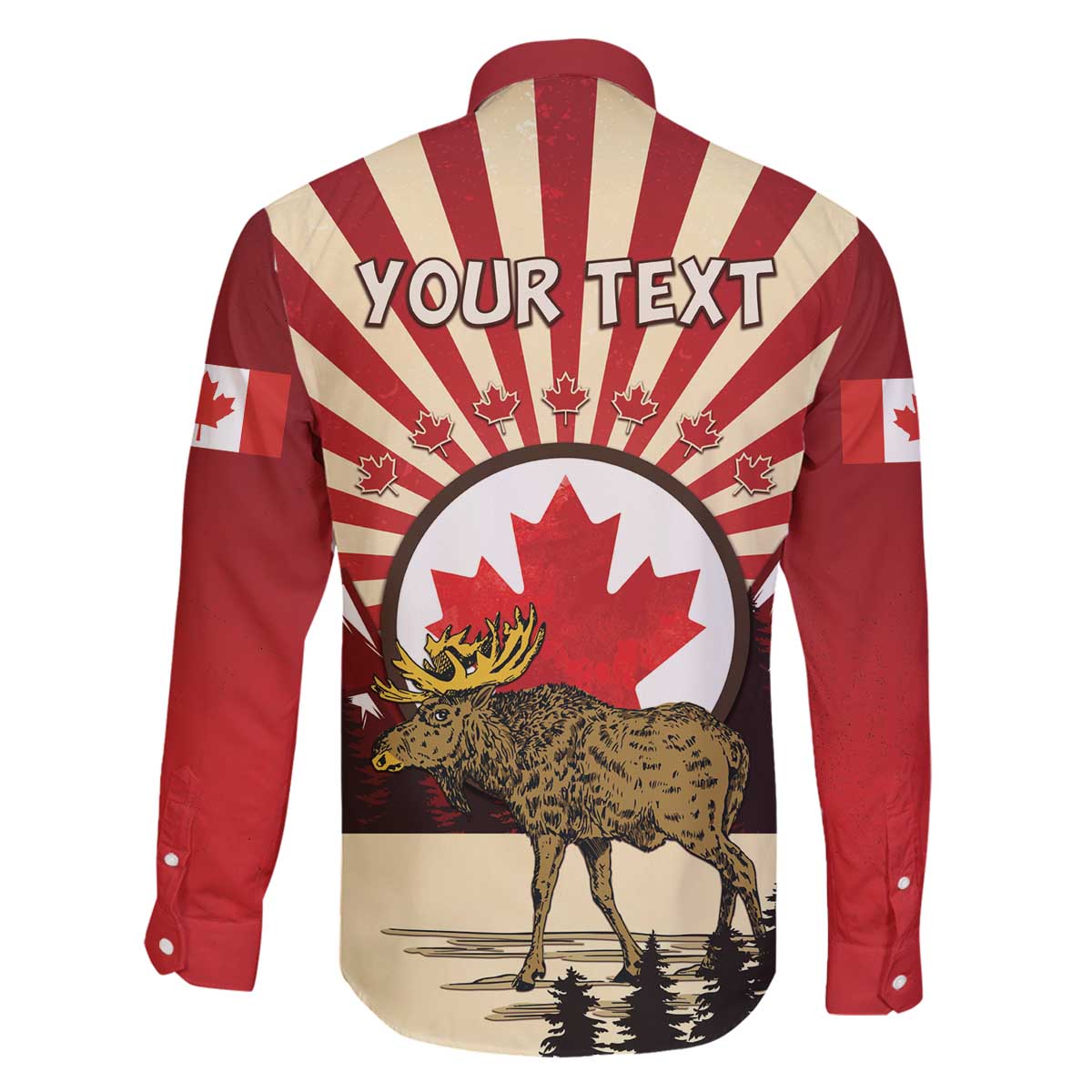 Personalized Canada Maple Leaf Family Matching Off The Shoulder Long Sleeve Dress and Hawaiian Shirt Moose And Forest Retro Style