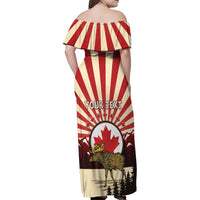 Personalized Canada Maple Leaf Family Matching Off Shoulder Maxi Dress and Hawaiian Shirt Moose And Forest Retro Style