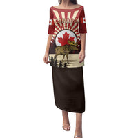 Personalized Canada Maple Leaf Family Matching Puletasi and Hawaiian Shirt Moose And Forest Retro Style