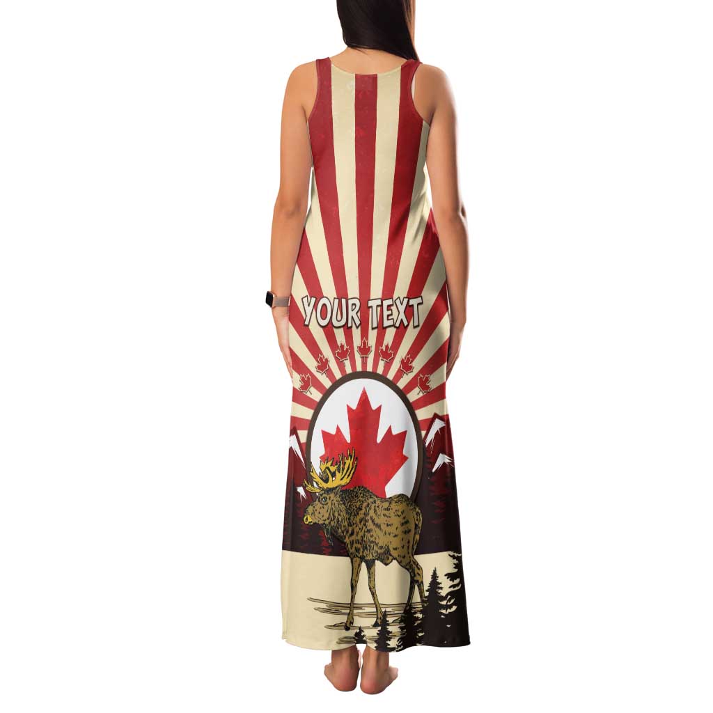 Personalized Canada Maple Leaf Family Matching Tank Maxi Dress and Hawaiian Shirt Moose And Forest Retro Style