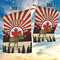 Personalized Canada Maple Leaf Garden Flag Moose And Forest Retro Style