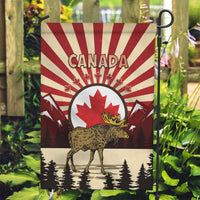 Personalized Canada Maple Leaf Garden Flag Moose And Forest Retro Style