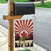 Personalized Canada Maple Leaf Garden Flag Moose And Forest Retro Style