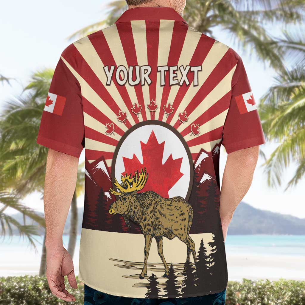 Personalized Canada Maple Leaf Hawaiian Shirt Moose And Forest Retro Style