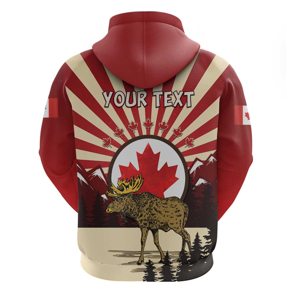 Personalized Canada Maple Leaf Hoodie Moose And Forest Retro Style