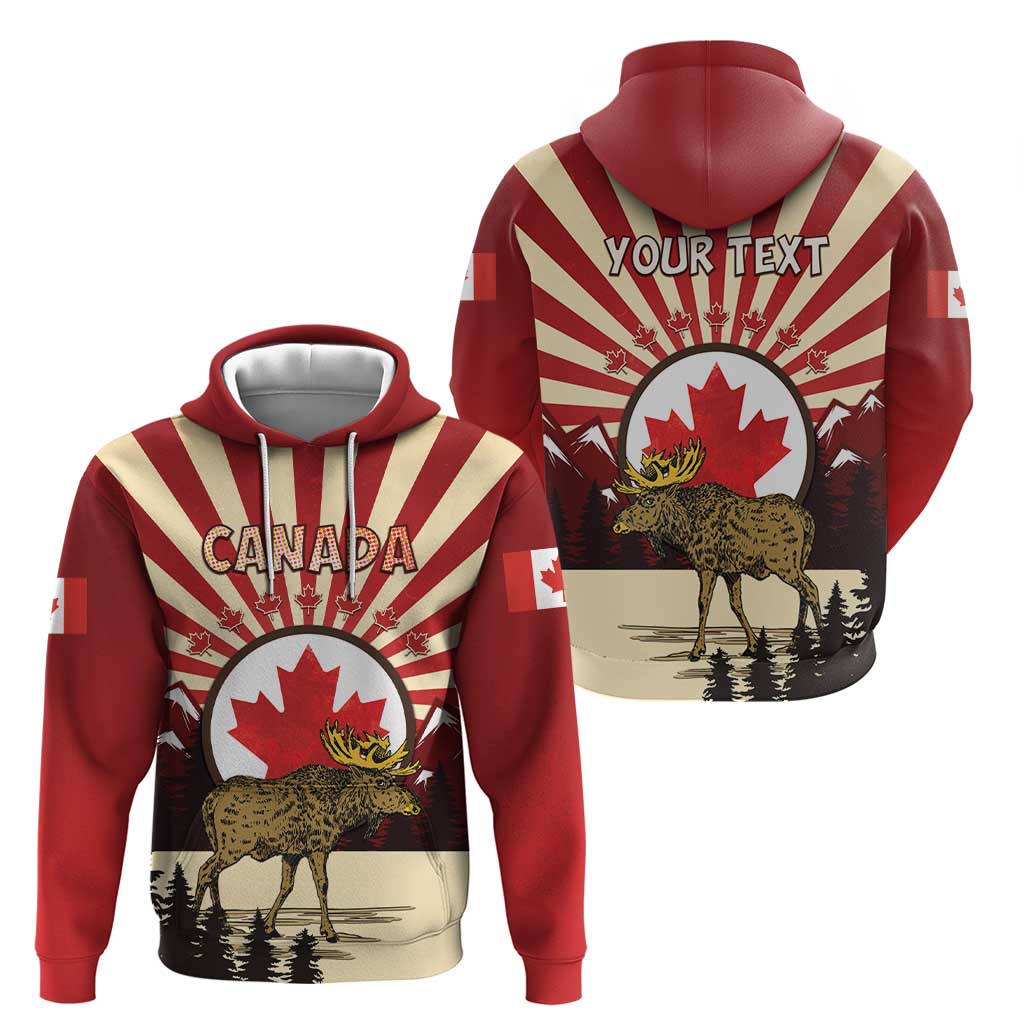 Personalized Canada Maple Leaf Hoodie Moose And Forest Retro Style