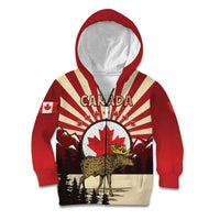 Personalized Canada Maple Leaf Kid Hoodie Moose And Forest Retro Style