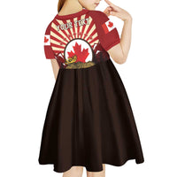 Personalized Canada Maple Leaf Kid Short Sleeve Dress Moose And Forest Retro Style