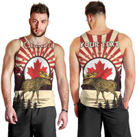 Personalized Canada Maple Leaf Men Tank Top Moose And Forest Retro Style