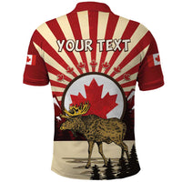 Personalized Canada Maple Leaf Polo Shirt Moose And Forest Retro Style