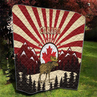 Personalized Canada Maple Leaf Quilt Moose And Forest Retro Style