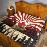 Personalized Canada Maple Leaf Quilt Moose And Forest Retro Style