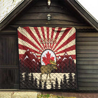 Personalized Canada Maple Leaf Quilt Moose And Forest Retro Style