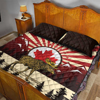 Personalized Canada Maple Leaf Quilt Bed Set Moose And Forest Retro Style