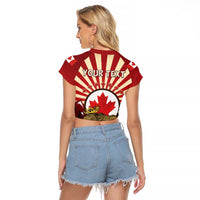 Personalized Canada Maple Leaf Raglan Cropped T Shirt Moose And Forest Retro Style
