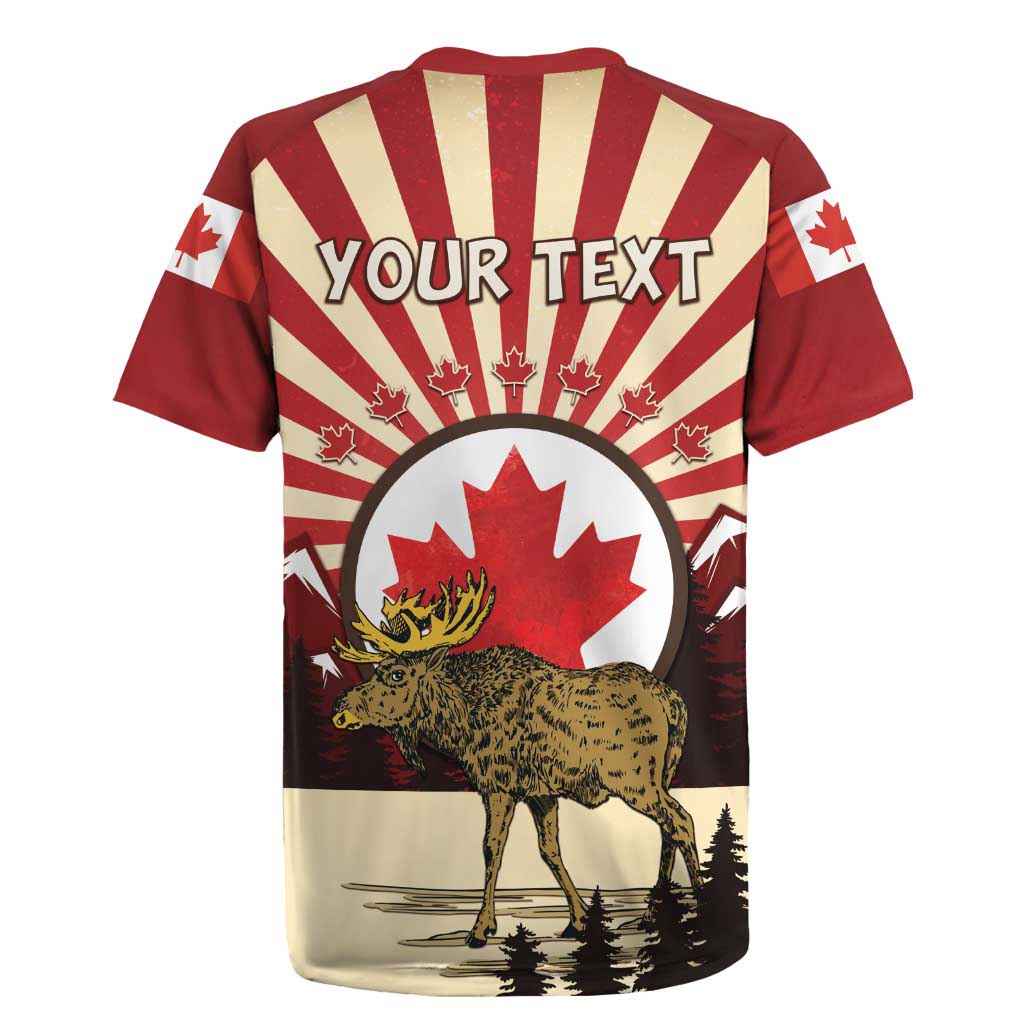 Personalized Canada Maple Leaf Rugby Jersey Moose And Forest Retro Style