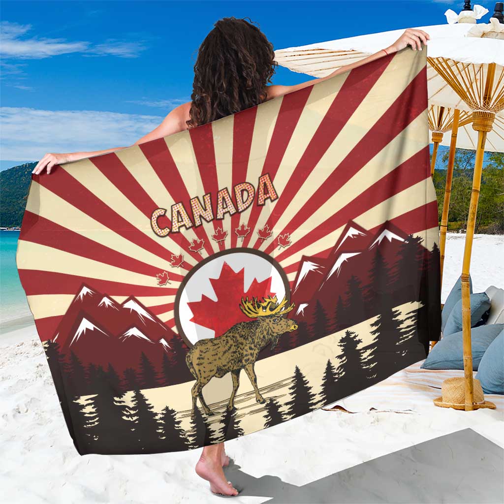 Personalized Canada Maple Leaf Sarong Moose And Forest Retro Style