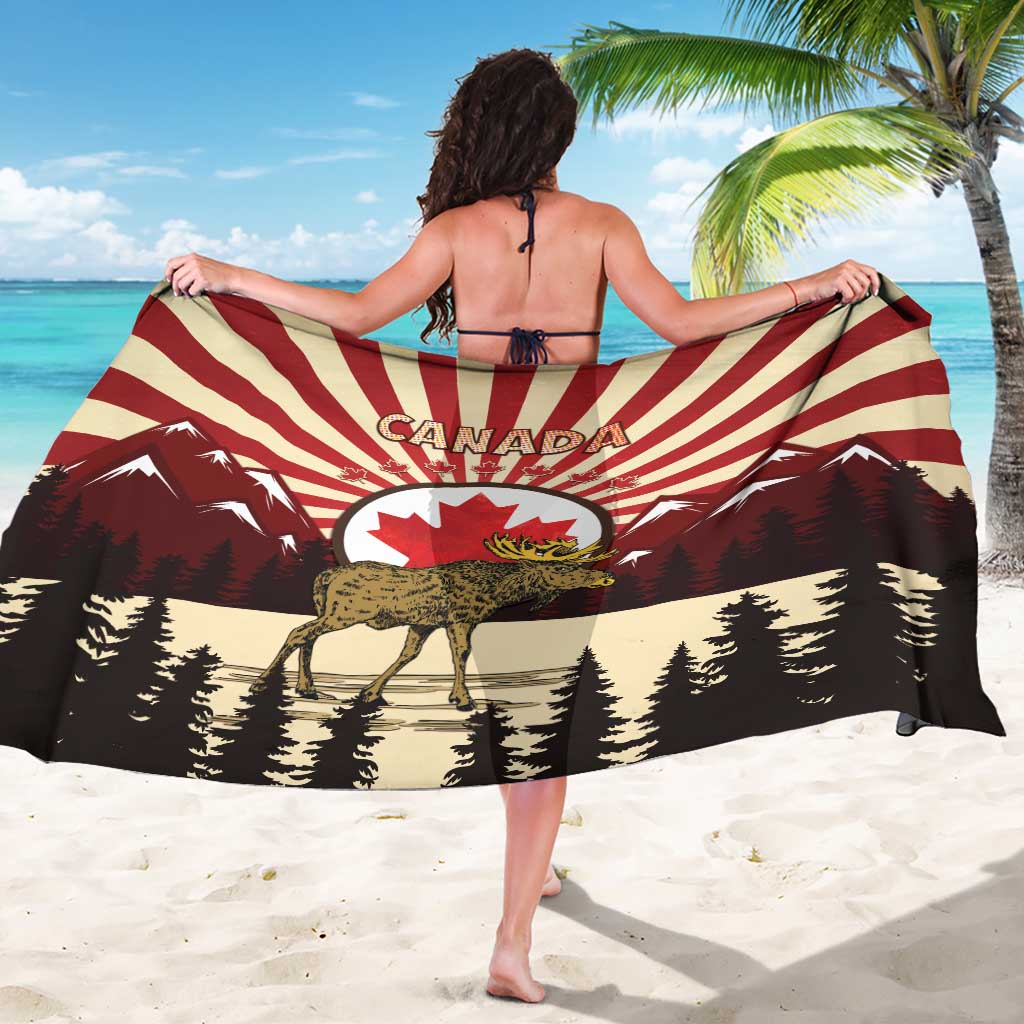 Personalized Canada Maple Leaf Sarong Moose And Forest Retro Style
