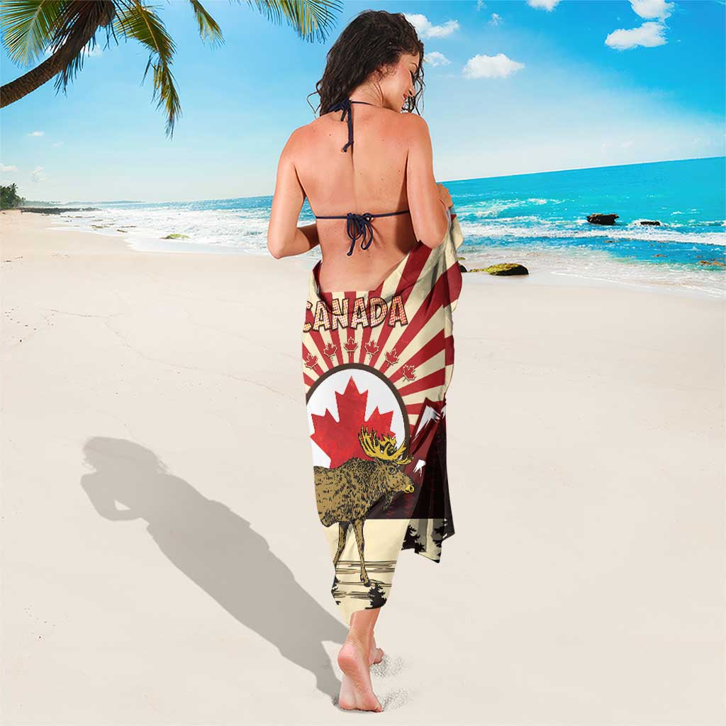 Personalized Canada Maple Leaf Sarong Moose And Forest Retro Style