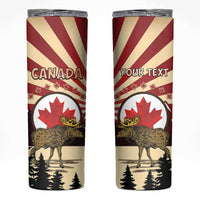 Personalized Canada Maple Leaf Skinny Tumbler Moose And Forest Retro Style