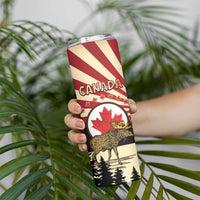 Personalized Canada Maple Leaf Skinny Tumbler Moose And Forest Retro Style