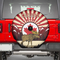 Personalized Canada Maple Leaf Spare Tire Cover Moose And Forest Retro Style