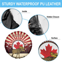 Personalized Canada Maple Leaf Spare Tire Cover Moose And Forest Retro Style