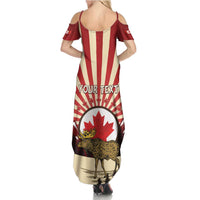 Personalized Canada Maple Leaf Summer Maxi Dress Moose And Forest Retro Style