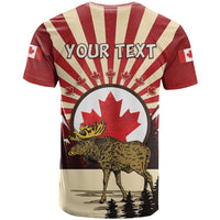 Personalized Canada Maple Leaf T Shirt Moose And Forest Retro Style