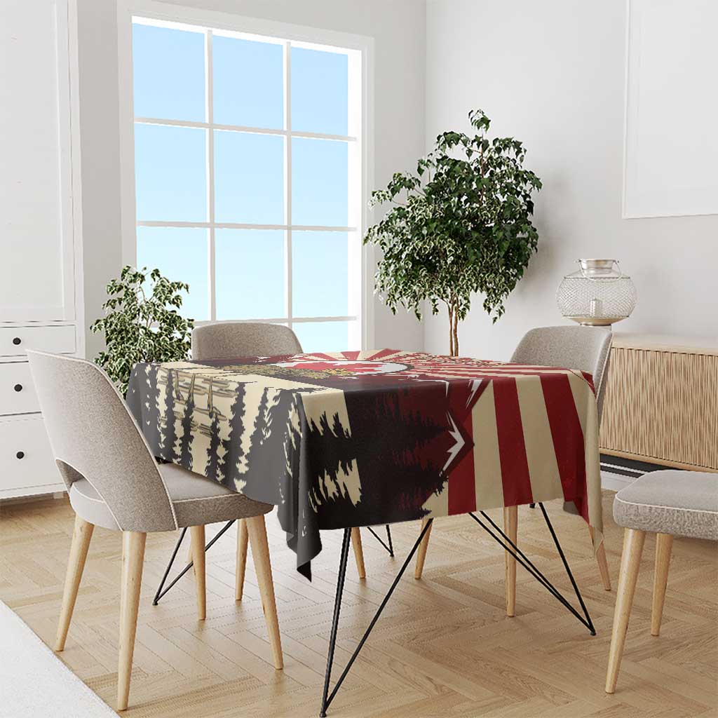 Personalized Canada Maple Leaf Tablecloth Moose And Forest Retro Style