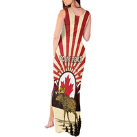 Personalized Canada Maple Leaf Tank Maxi Dress Moose And Forest Retro Style